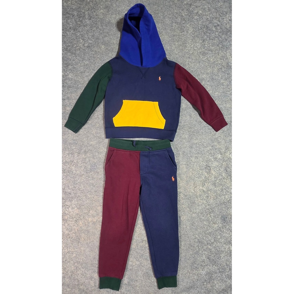 Polo Ralph Lauren Kids Colorblock Fleece Hoodie and Joggers Set Size 5 Multi
